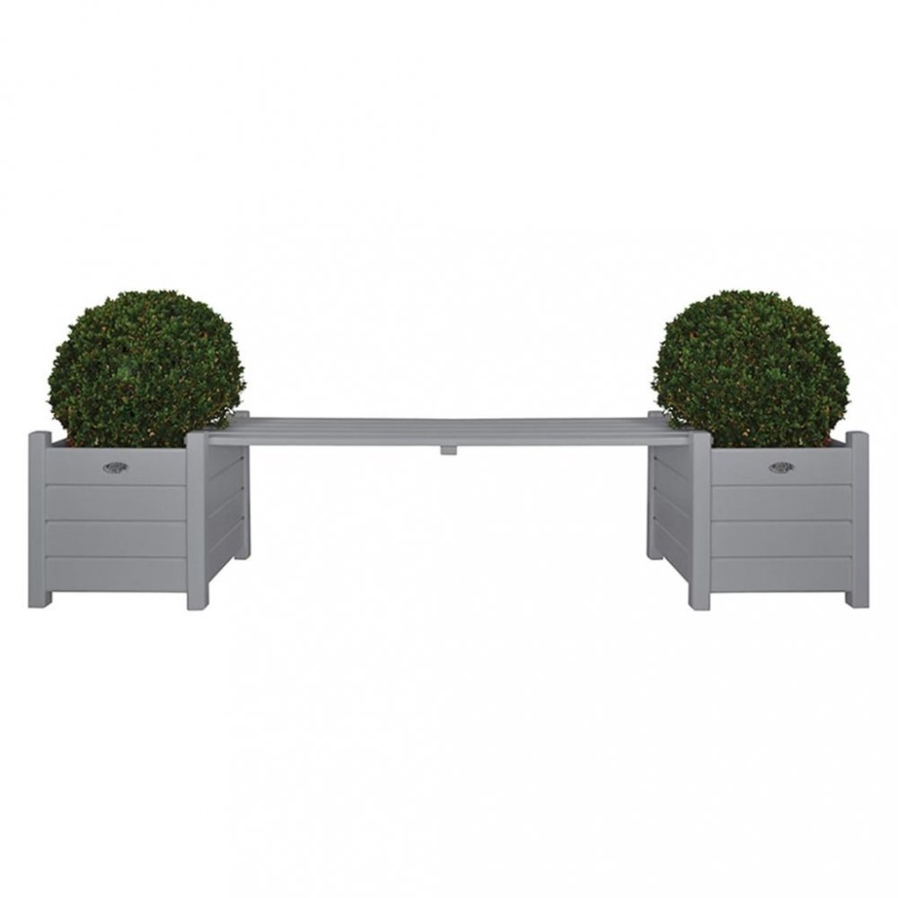 Zahradní lavička s truhlíky dřevo Dekorhome Šedá Obrázek