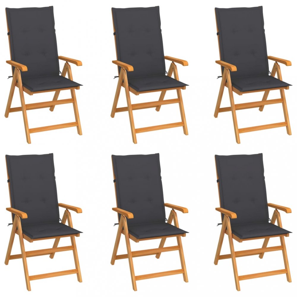 E-shop Záhradná stolička 6 ks teak / látka Dekorhome Antracit