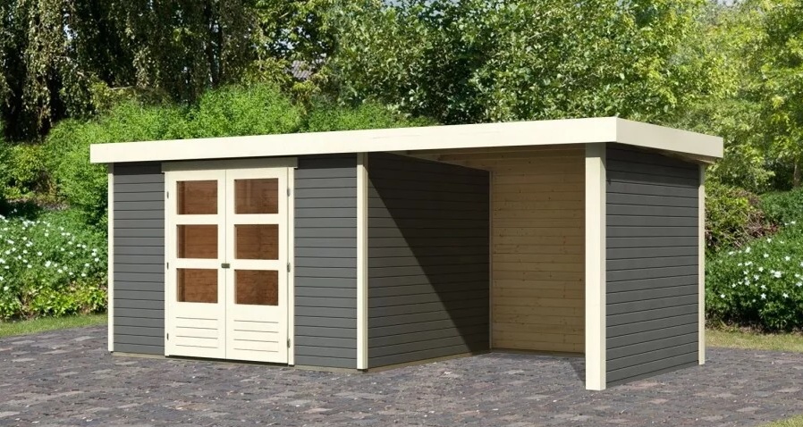 Drevený záhradný domček ASKOLA 5 s prístavkom 240 Lanitplast