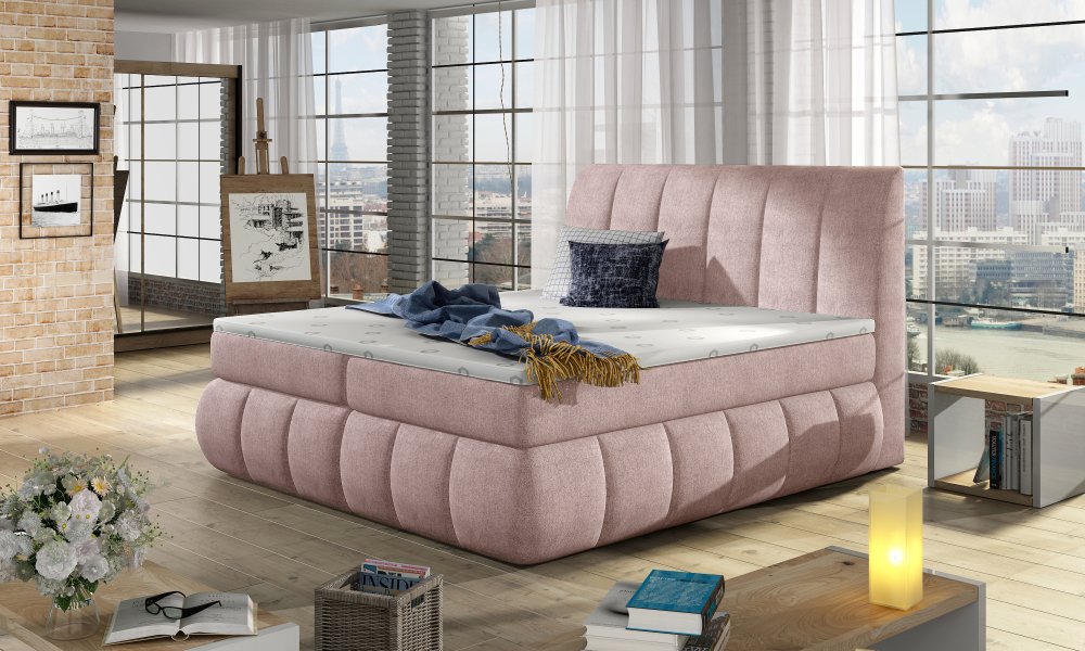 E-shop Boxspringová posteľ VINCENZO 180 Eltap Omega 91 - ružová