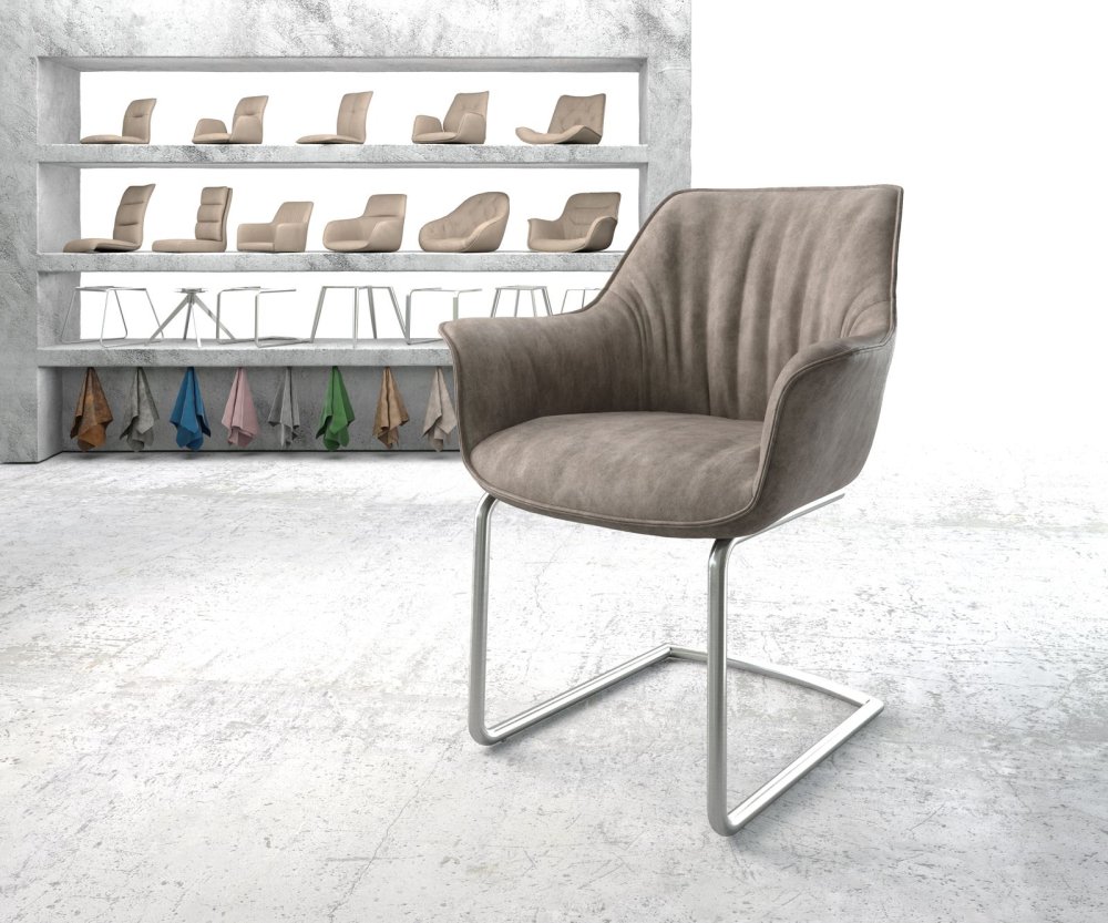 Jedálenská stolička Keila-Flex s podrúčkami taupe vintage konzolová