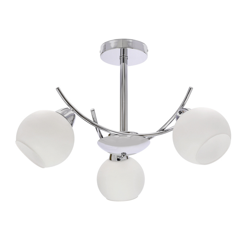 AMOS Chromová závěsná lampa 3x40W E27 bílé stínidlo