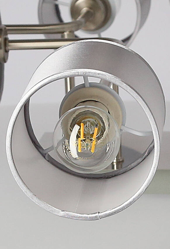 Stropná lampa saténovo-niklové tkané tienidlo 6x40W Sax