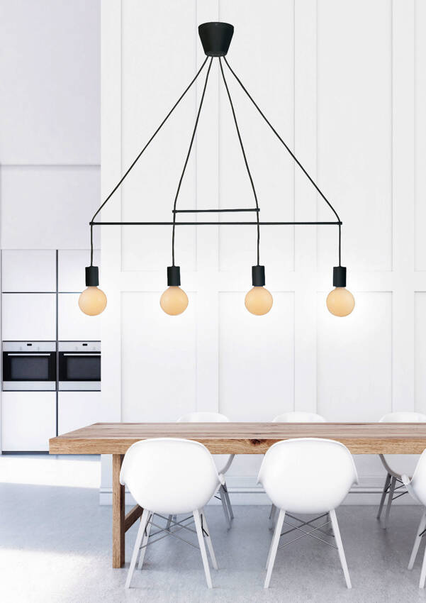 Závesná lampa matná čierna 4xE27 Alto
