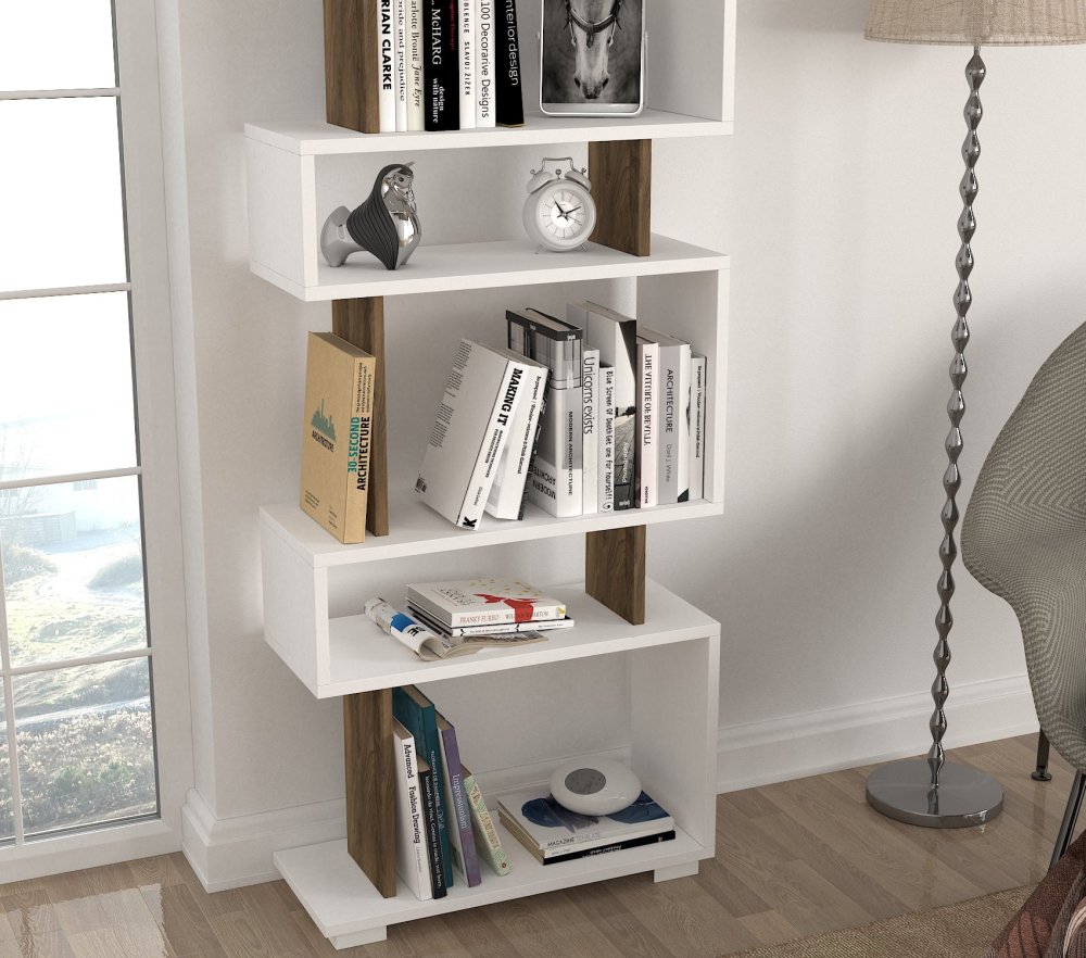 Knihovna Blok - White, Walnut (obrázek 6)