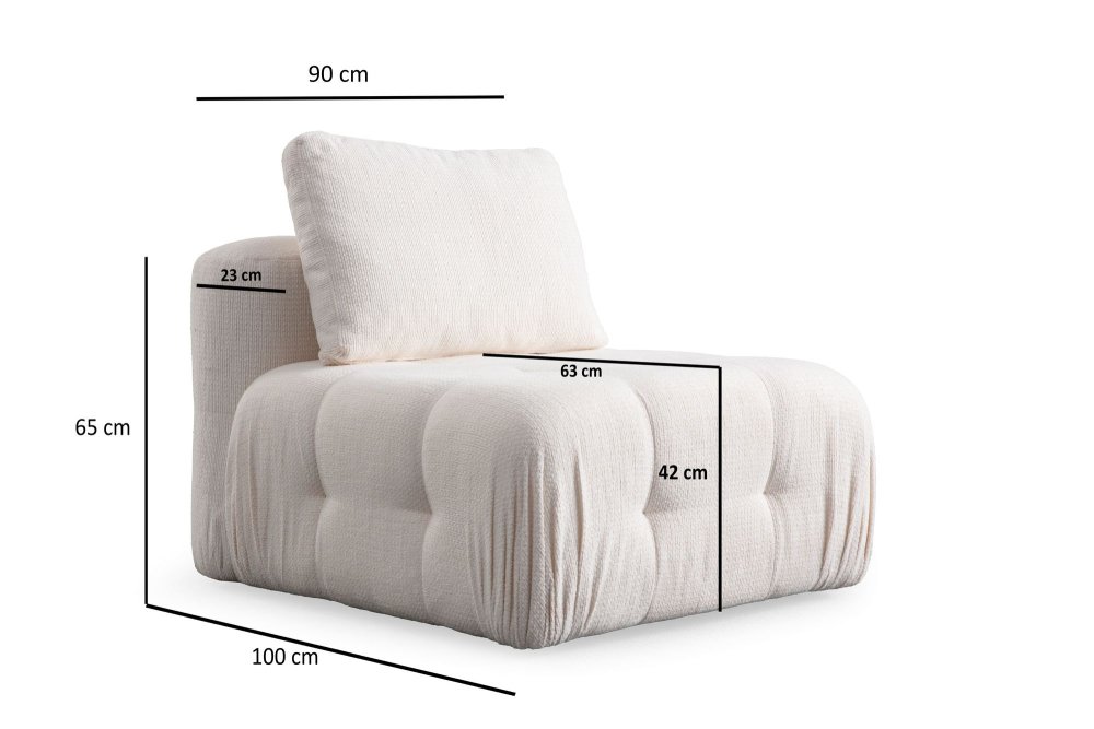 Rohová sedací souprava Amaris 3 Seater With Pouffe - White (obrázek 6)