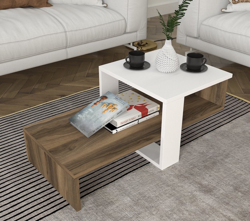 Konferenční stolek Chain - White, Walnut (obrázek 8)