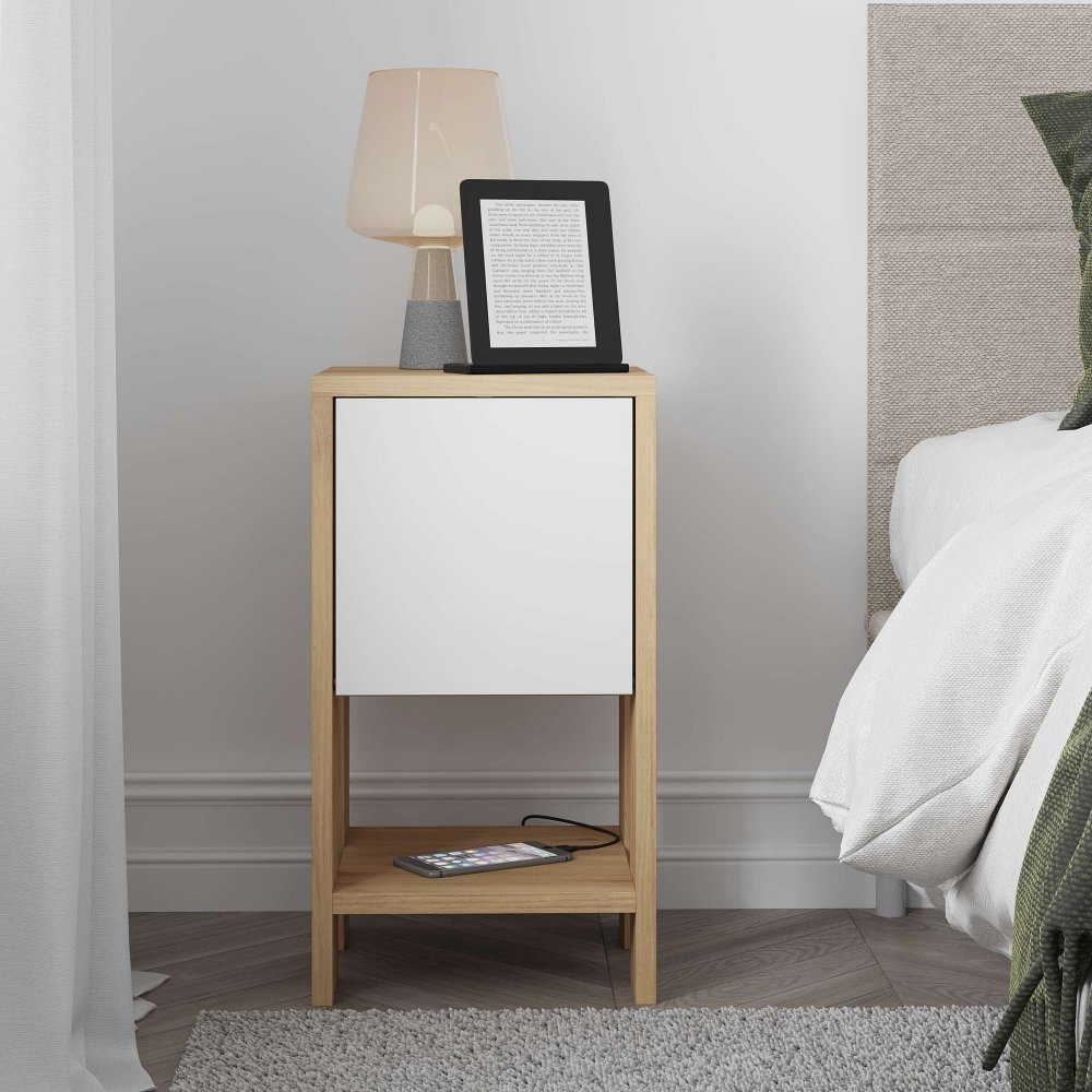 Noční stolek Ema - Sapphire Oak, White (obrázek 8)