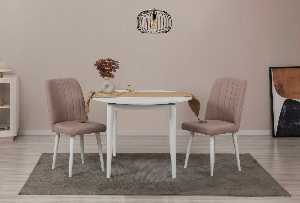 Jedálenský set s rozkladacím stolom a stoličkami (3 kusy) Vina 0900 - White, Stone