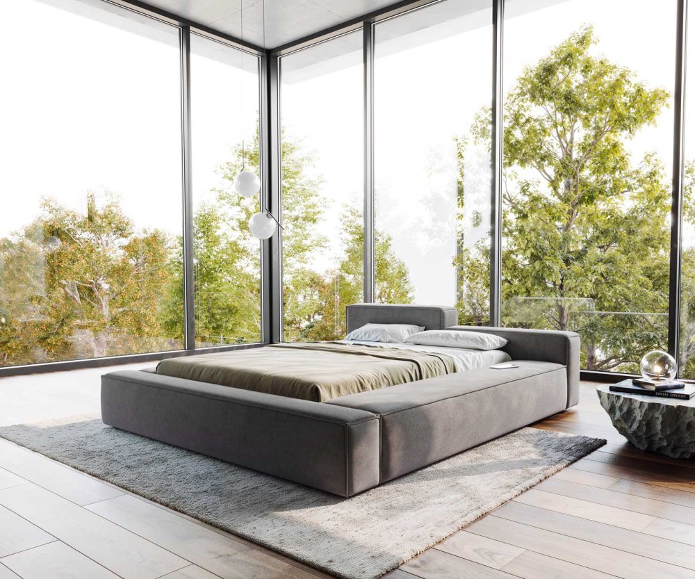 Čalúnená posteľ Kalinea 140x200 cm mikrovlákno sivá