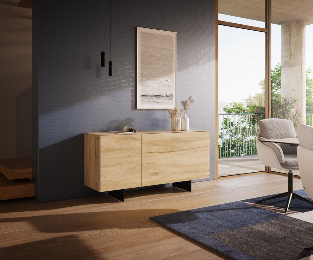 Komoda Cuor 150 cm keramika Laminam® sabbia dubová farba 3 dvierka