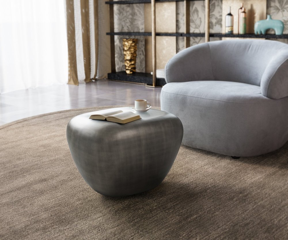 Konferenčný stolík Caramia 65x55 cm metalická strieborná