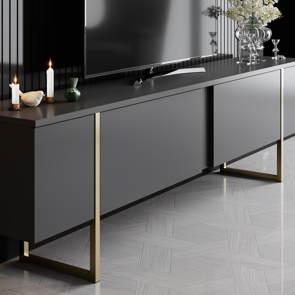 Living Room Furniture Set Luxe Set - Anthracite, Gold (obrázek 7)