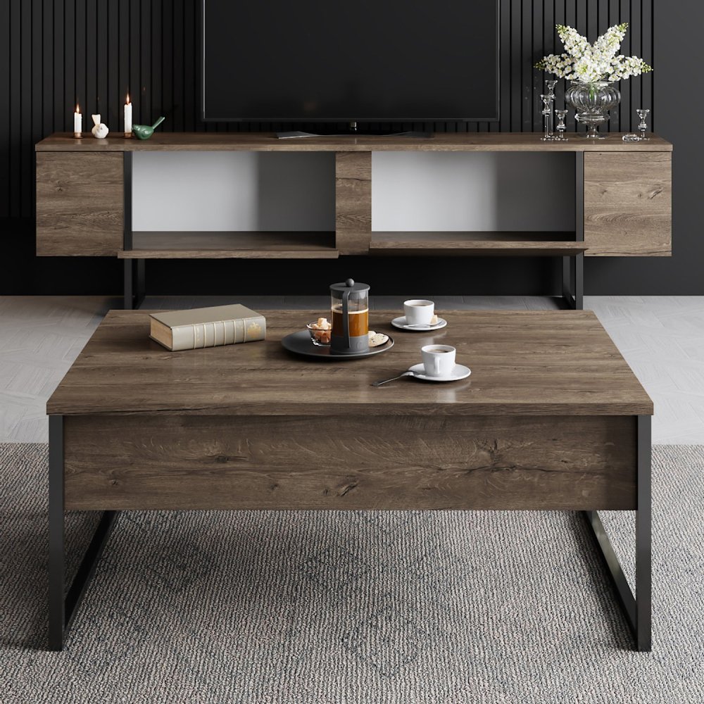 Living Room Furniture Set Luxe Set - Walnut, Black (obrázek 10)