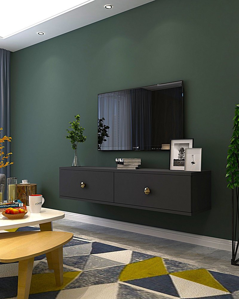 TV stolík Zuzu 120 - Anthracite, Gold