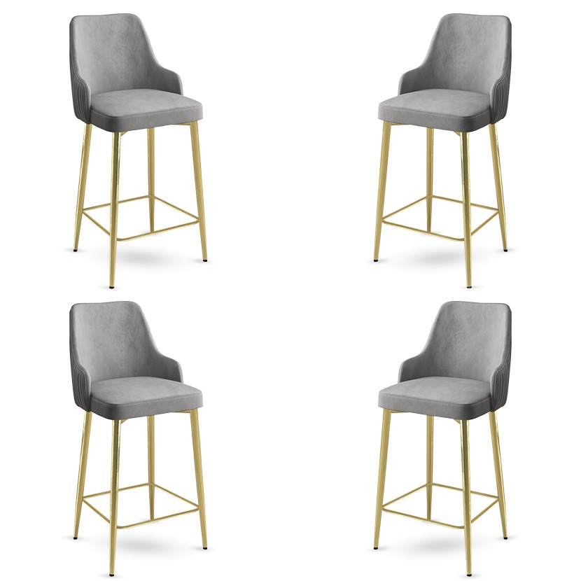 Bar Stool Set (4 Pieces) Enox - Grey, Gold