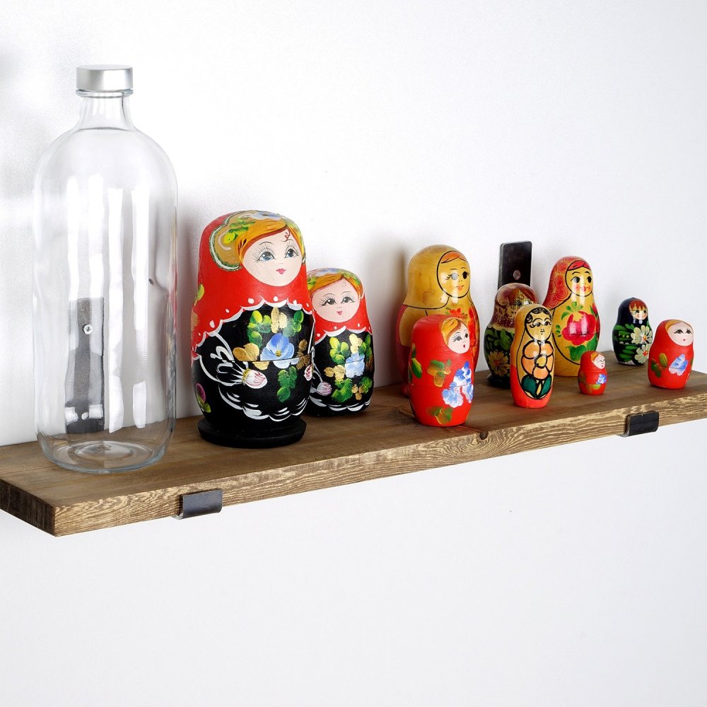 Dekoratívna drevená nástenná polica Lam009