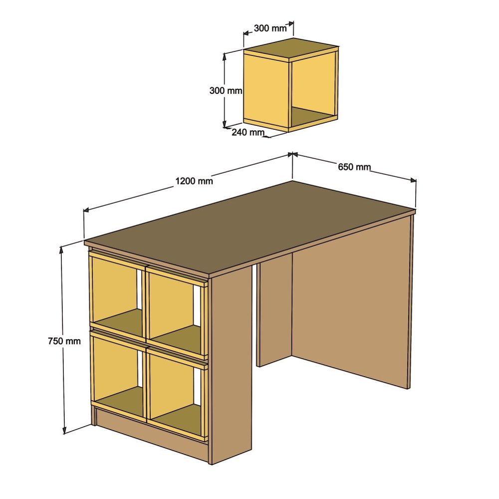 Psací stůl Box - Walnut, White (obrázek 3)