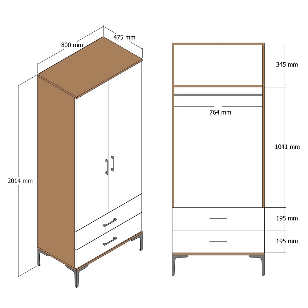 Šatní skříň Kumsal T - Walnut, White (obrázek 3)
