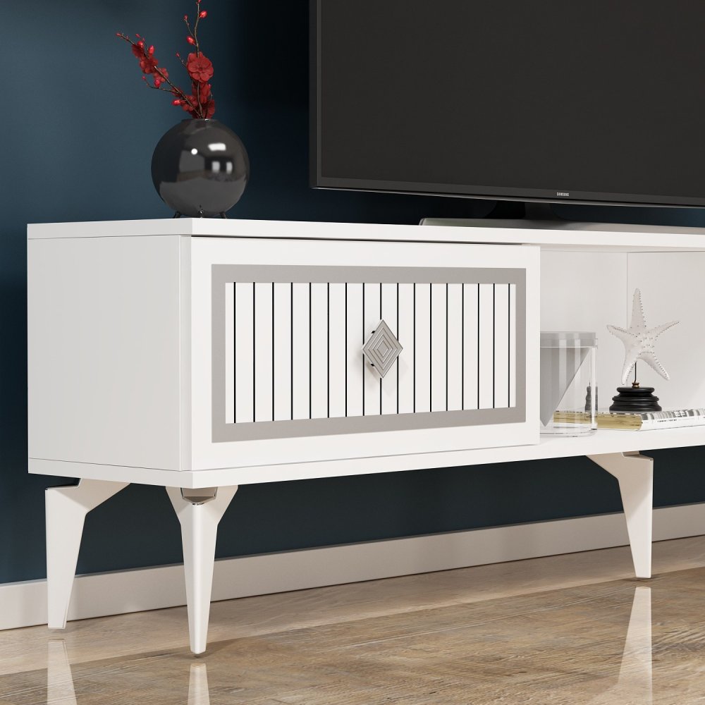 TV stolík Nil - White, Silver