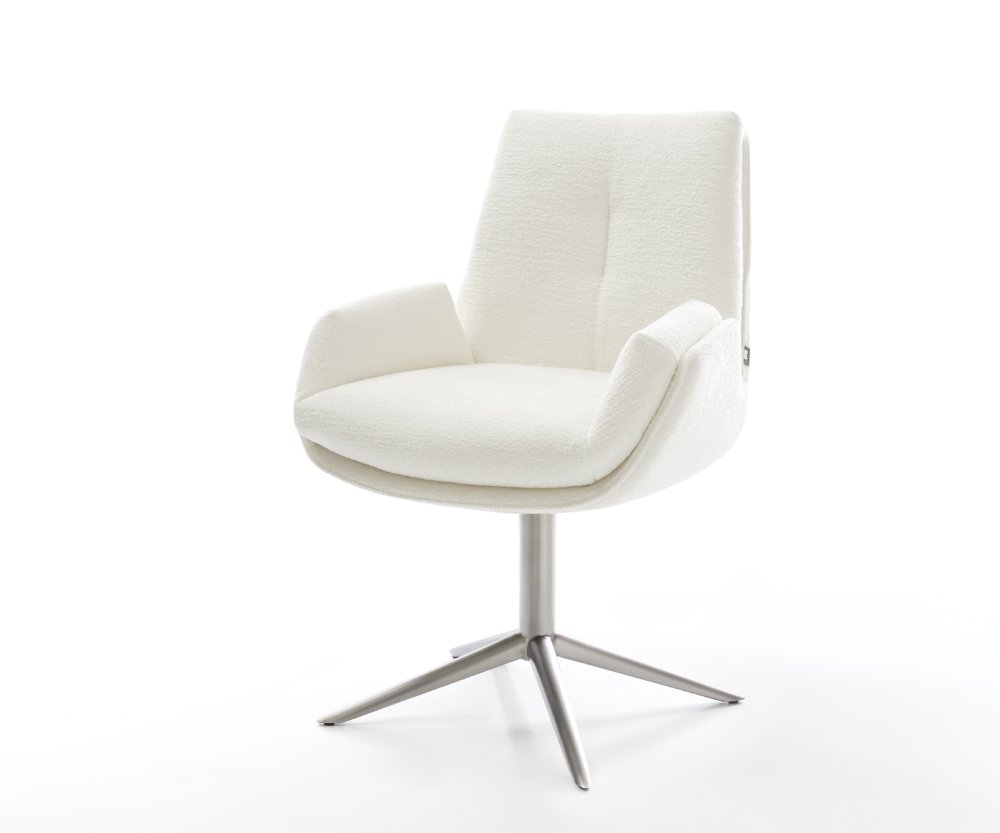 Jedálenská stolička Clea-Flex bouclé mäkký béžová podstava nerezová