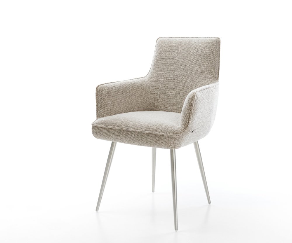 Jedálenská stolička Heira-Flex s opierkami tkanina mäkký béžová 4-nohá