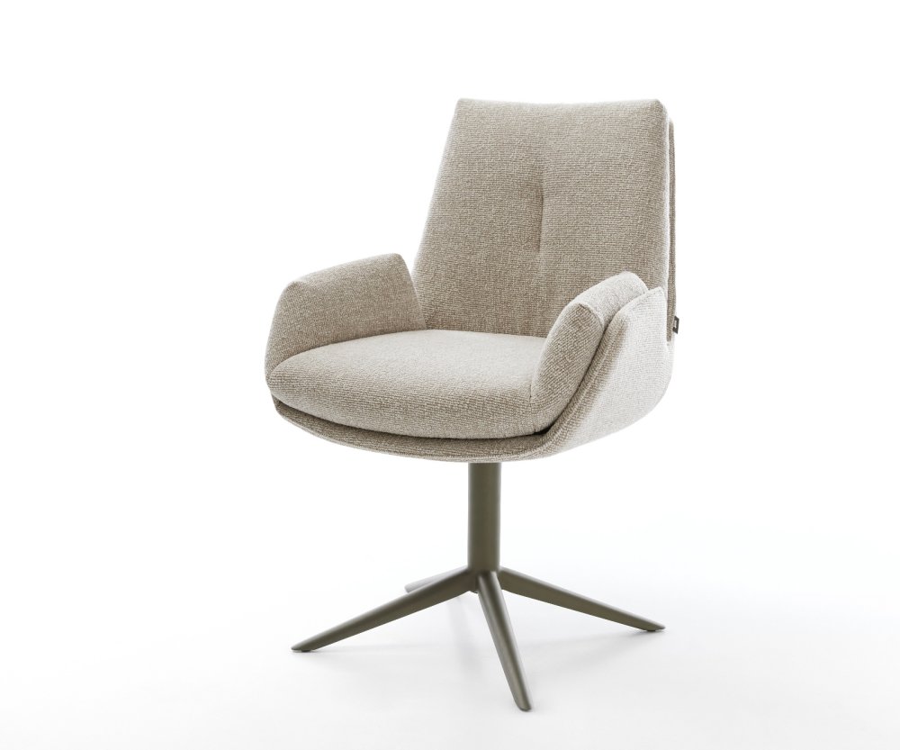 Jedálenská stolička Clea-Flex tkanina mäkký béžová podstava strieborno