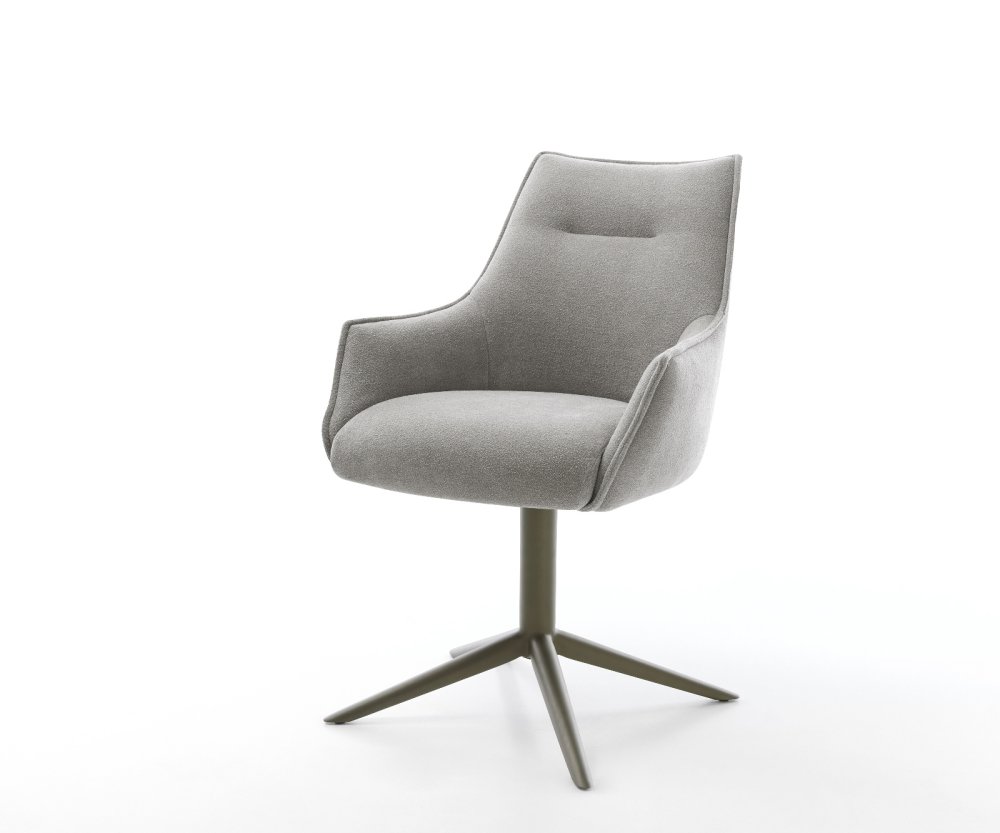 Jedálenská stolička Alja-Flex s opierkami texturovaná látka mäkká sivá