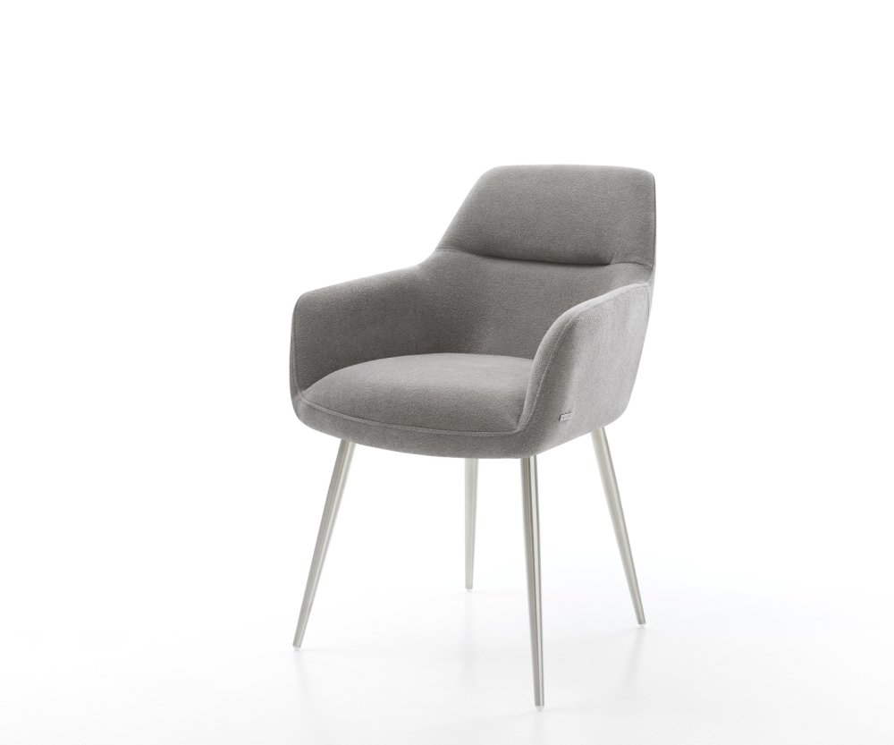 Jedálenská stolička Pejo-Flex štruktúrovaná látka mäkký sivá 4-nohá