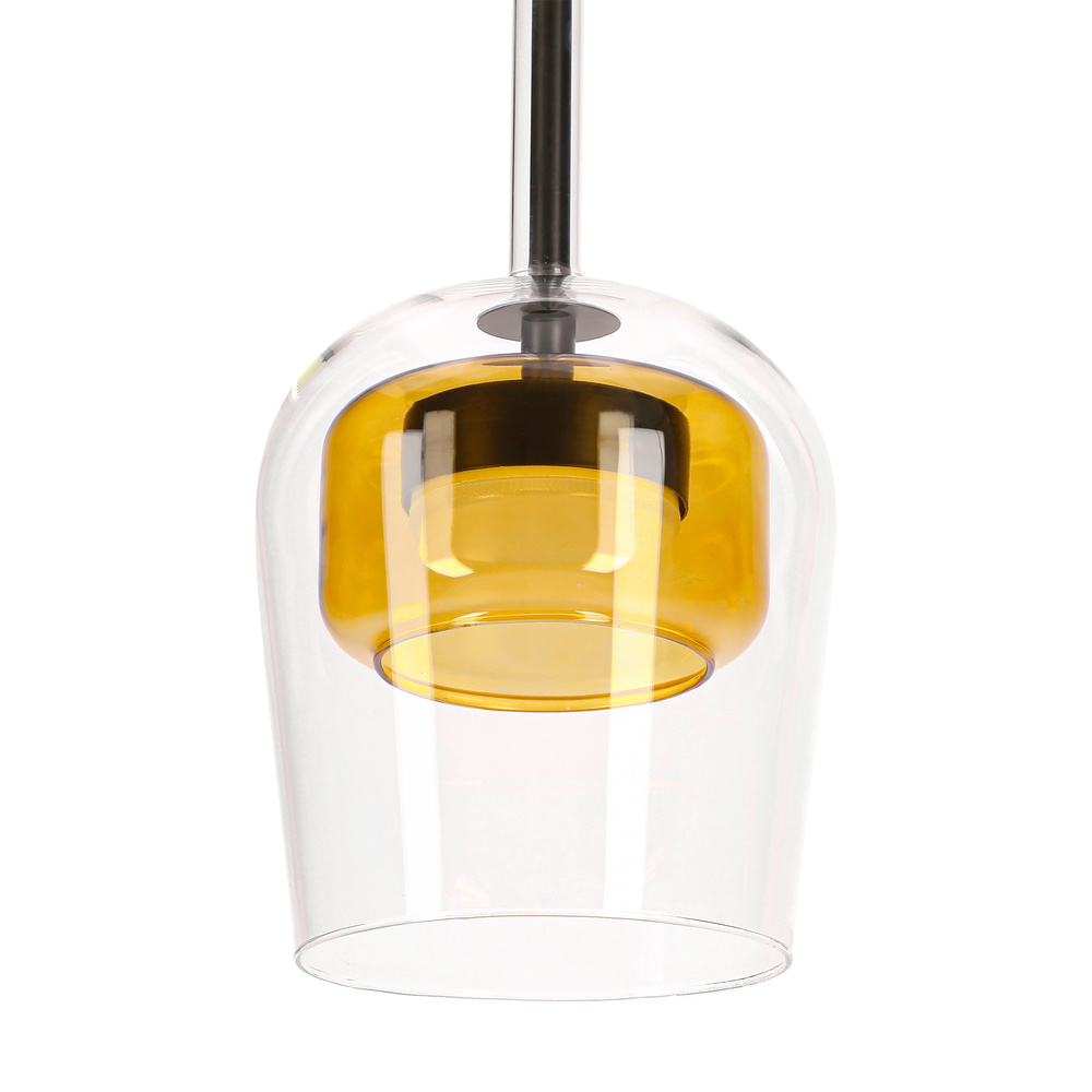 Lampa wisząca Glaxi szklana podwójny klosz transparentny i żółty GX53
