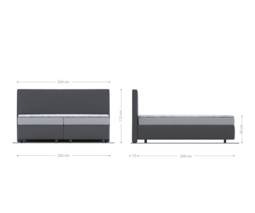 Boxspring postel Dream-Well manšestr 200x200 cm s matrací a topperem