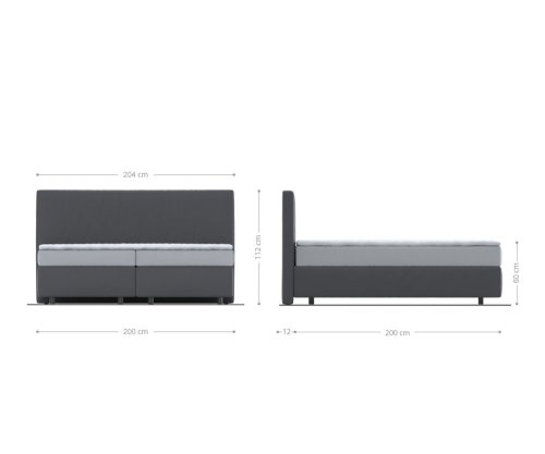 Boxspring postel Dream-Well manšestr stříbrnošedá 200x200 cm