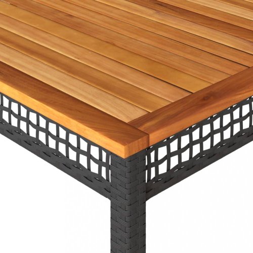 Zahradní stůl černý 180 x 90 x 75 cm polyratan akáciové dřevo