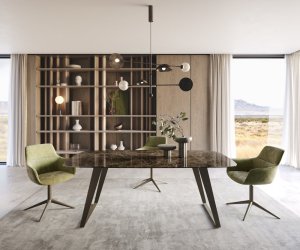 Jídelní stůl Edge oválný 200x100 keramika Laminam® Emperador Extra