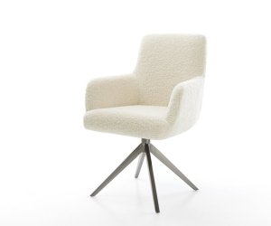 Jídelní židle Heira-Flex s područkami plyšový manšestr béžová