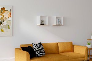 Nástenná polica Sevima - White, Walnut