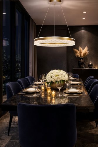 GLORIS lampa wisząca kawowy 36W LED 3000, 4500, 6500K kryształki bezbarwne