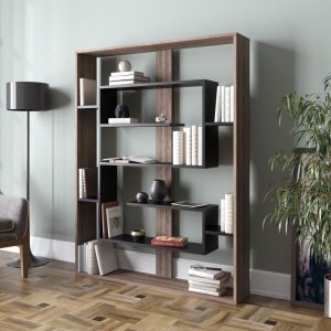 Knižnica Esteban - Walnut, Black