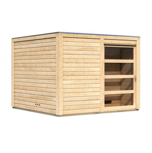 Venkovní finská sauna s předsíní 276 x 276 cm Dekorhome - BAREVNÁ VARIANTA: Smrk