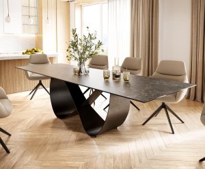 Jedálenský stôl Edge 300x100 keramický Laminam® Nero Greco antracit