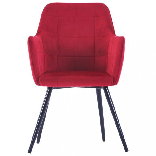 Jídelní židle 6 ks samet / ocel Dekorhome - BAREVNÁ VARIANTA: Červená