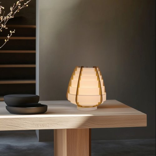 Stolní lampa béžová dřevo+plast Nagoja Ledea