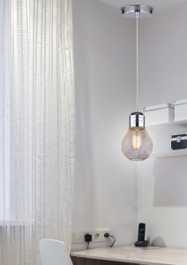 Chromované stropní závěsné svítidlo s drátěným stínidlem E27 Gliva