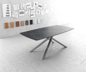 Jedálenský stôl Edge oválny tvar 200x100 cm Laminam® keramika Nero