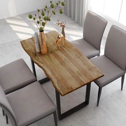 Jedálenský stôl masívne drevo / oceľ Dekorhome - ROZMER: 140x70x76 cm