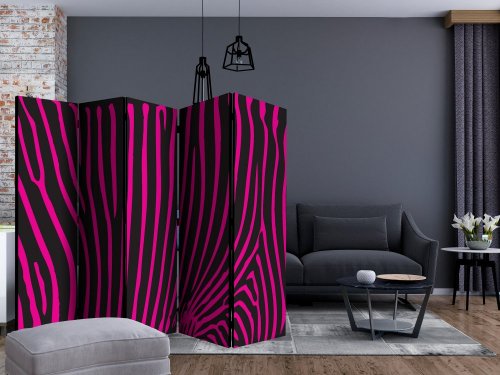 Paraván Zebra pattern (violet) Dekorhome - ROZMĚR: 225x172 cm (5-dílný)