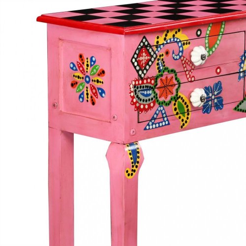 Odkládací stolek ručně malovaný Dekorhome - BAREVNÁ VARIANTA: Růžová