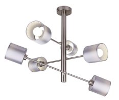 Závesná stropná lampa v saténovo-niklovom prevedení, 6x40W, Sax