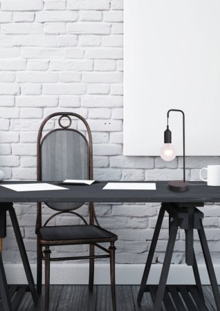 Čierna kovová stolová lampa Laren Ledea