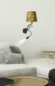 nástenná lampa apeti saria led+8w led čierno zlatá